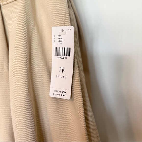 Pilcro Anthro Khaki Relaxed Wide-Leg Pull On Barrel Pants Trousers NWT- Size SP - Picture 3 of 8